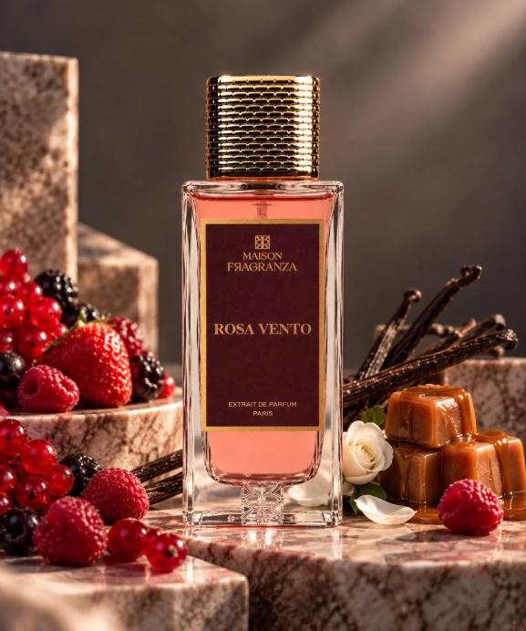 Rosa Vento, ambiance framboise, caramel et vanille